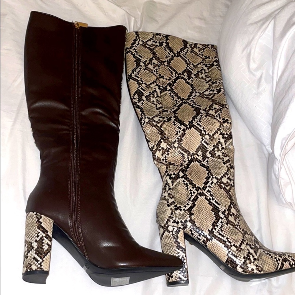 FashionNova Snakeskin High boots